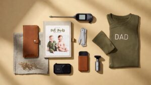 father's day gift guide flatlay — new dad, stepdad, grill dad, handy dad and last-minute amazon picks 2026
