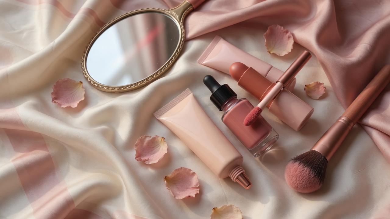 flatlay of viral liquid blush products from ulta beauty — glazed skin blush trend 2026